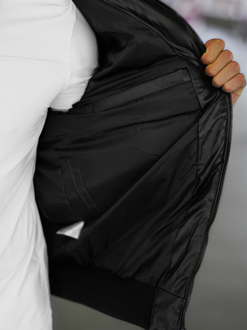 Vīriešu ādas virsjaka melna OZONEE O/M795Z