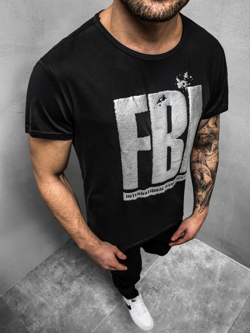 Vīriešu T-krekls melns OZONEE JS/SS100730Z