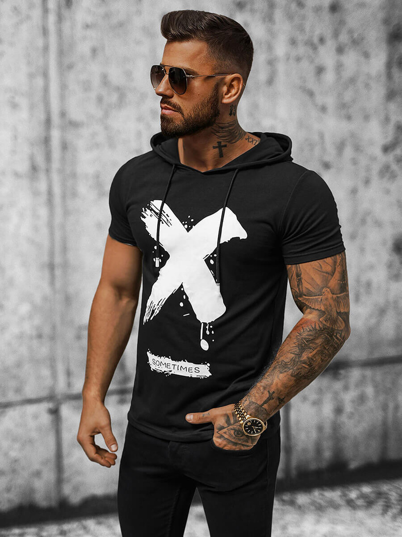 Vīriešu T-krekls melns OZONEE JS/8T203