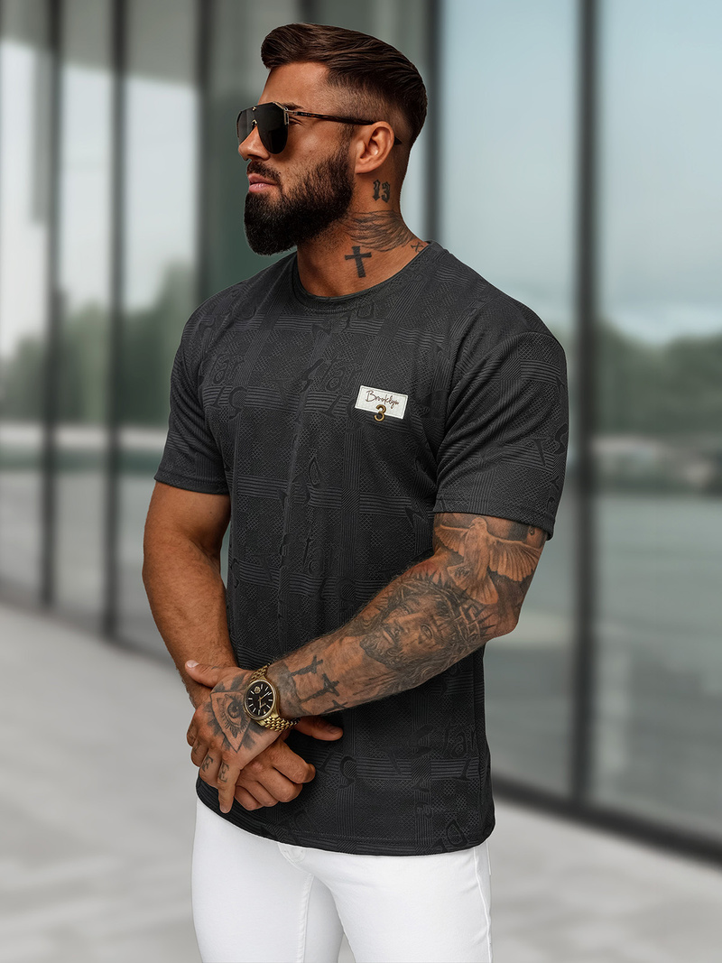 Vīriešu t-krekls melns OZONEE O/QQ1568