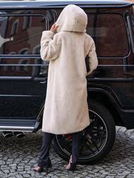 Sieviešu kažokādas ziemas jaka smilšu OZONEE JS/11Z8250