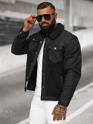 Vīriešu džinsu jaka šerpa melna OZONEE NB/MJ533NZ