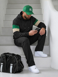 Vīriešu džemperis ar kapuci melna OZONEE JS/3B578