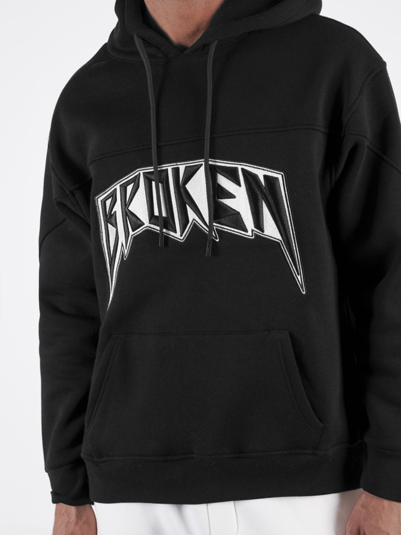 Džemperis ar kapuci melna OZONEE O/SWE23019Z