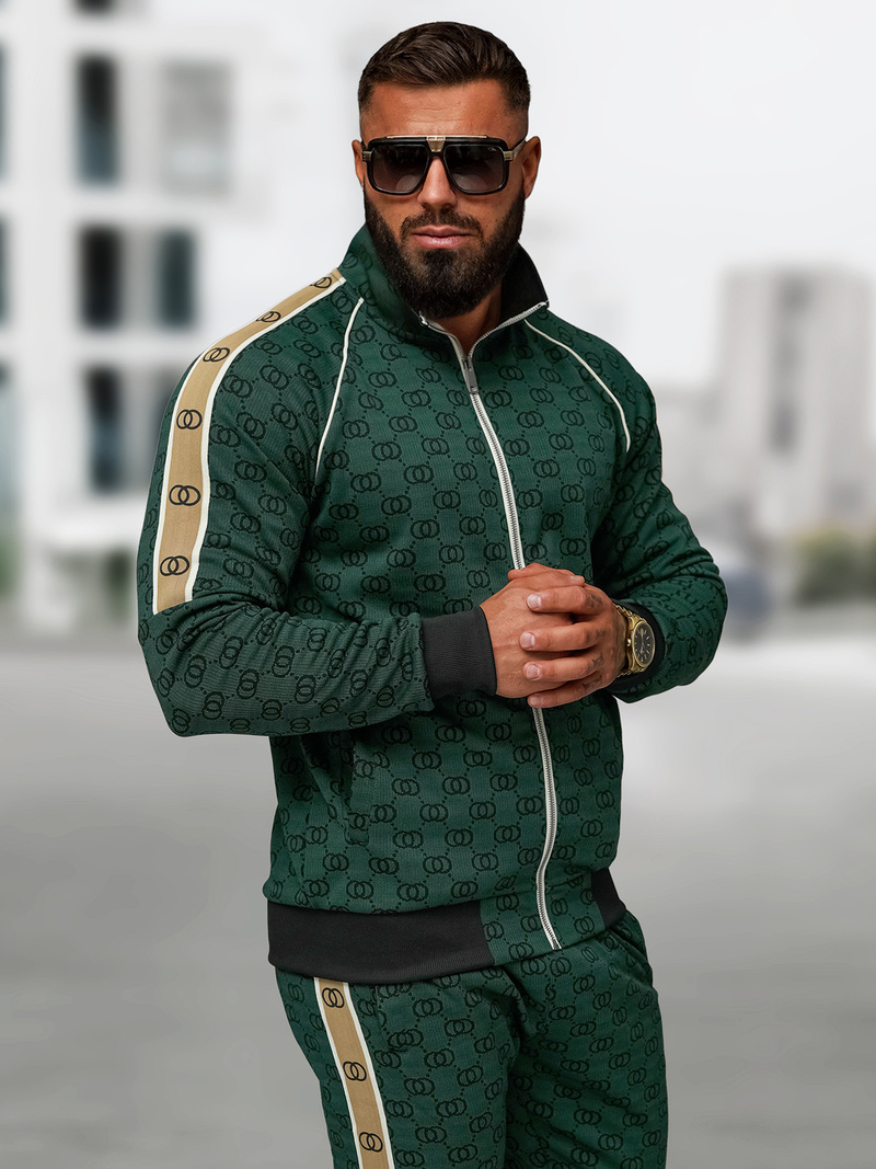 Vīriešu treniņtērps zaļš OZONEE O/FF5110AB