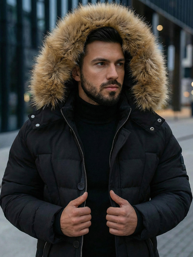 Vīriešu ziemas jaka melna OZONEE JS/5M3122/392Z