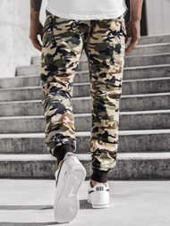 Vīriešu chino jogger bikses kamuflāžas-smilšu OZONEE O/11103