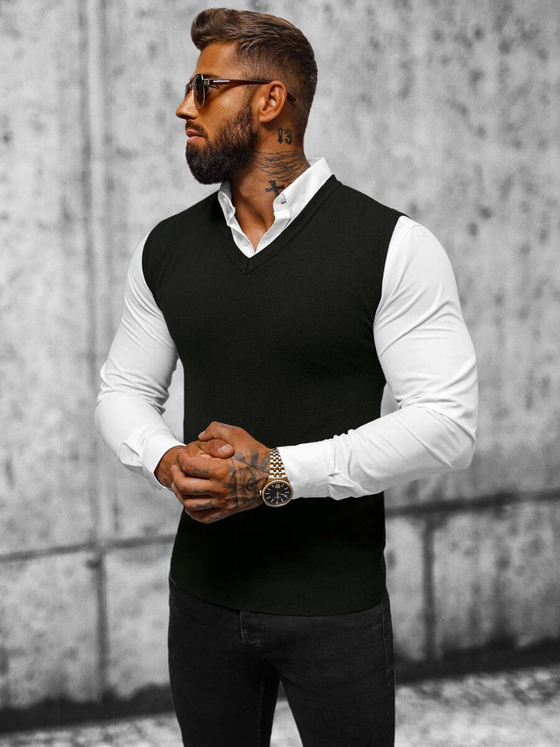 Vīriešu svīteris melns OZONEE NB/MM6005/4Z