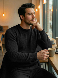 Vīriešu svīteris melns OZONEE JS/59B3607/3