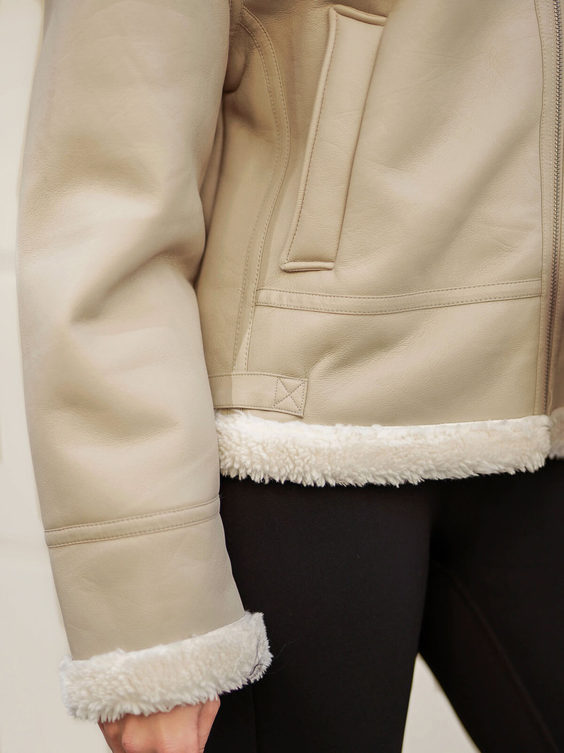 Sieviešu ādas jaka smilšu OZONEE JS/11Z8178