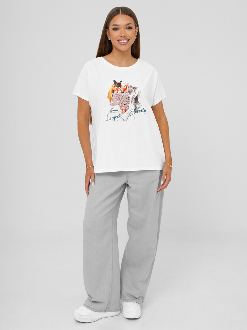 Sieviešu T-krekls Balts OZONEE JS/95T2575/1