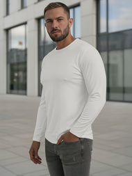 Vīriešu t-krekls ar garām piedurknēm balts OZONEE JS/DB71/2