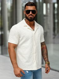 Vīriešu krekls ar īsām piedurknēm ecru OZONEE O/B2258