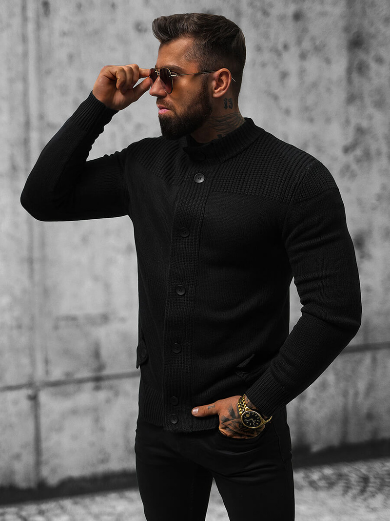 Vīriešu svīteris melns OZONEE NB/MM6011/4