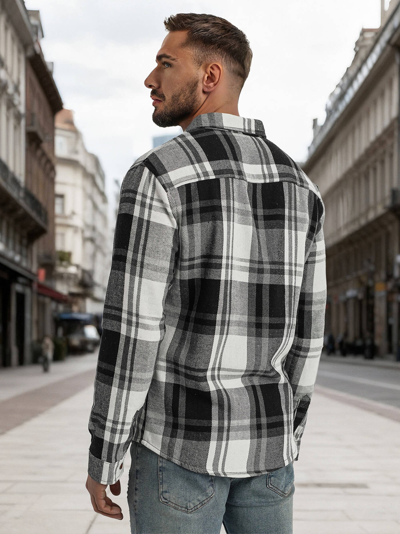 Vīriešu krekls melni-balts OZONEE NB/MC728N/3