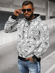 Vīriešu džemperis ar kapuci balta OZONEE JS/8B1256/1