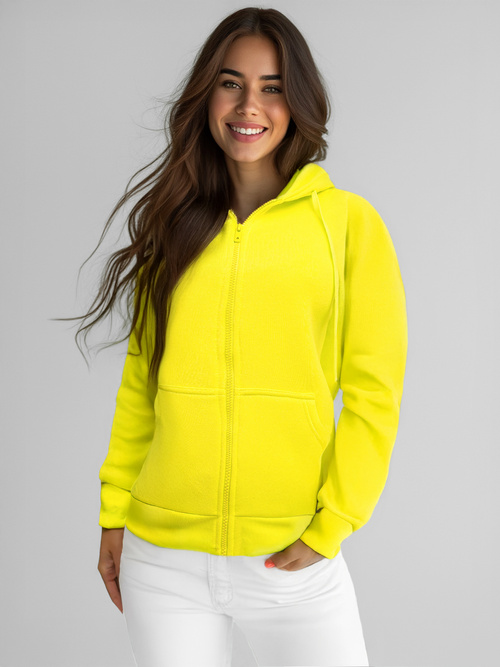 Sieviešu džemperis ar kapuci dzelteni-neons OZONEE JS/W03Z