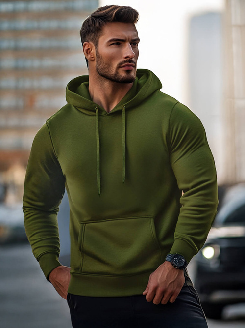 Vīriešu džemperis ar kapuci haki OZONEE JS/2009Z