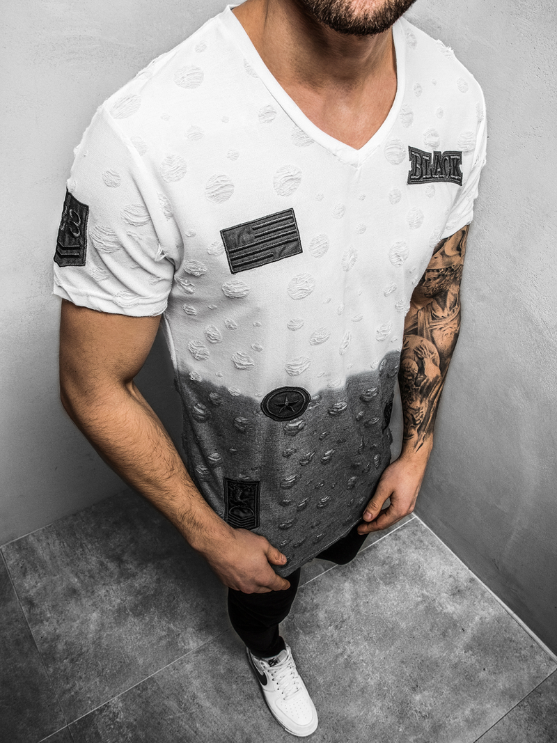 Vīriešu T-krekls balts OZONEE MJ/318YZ