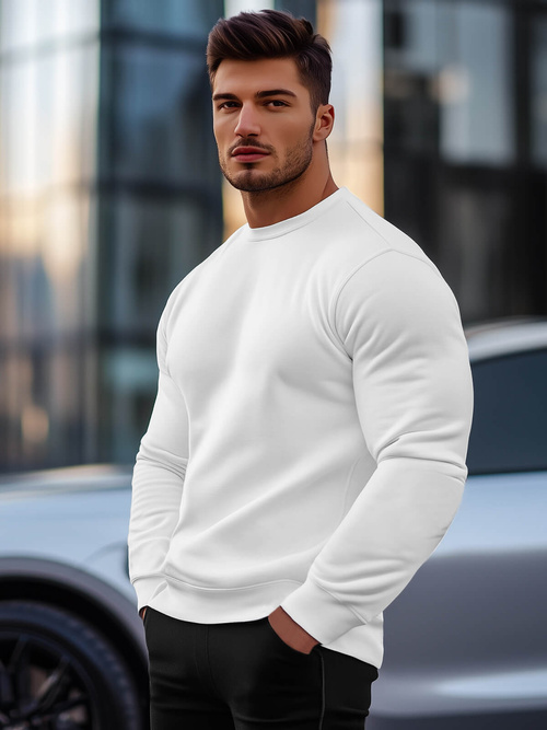 Vīriešu džemperis balts OZONEE JS/2001-10Z