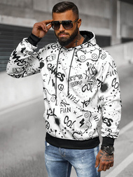 Vīriešu džemperis ar kapuci balta OZONEE JS/8B1227/1