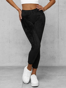 Sieviešu velūra sporta bikses melnas OZONEE JS/92K521/3