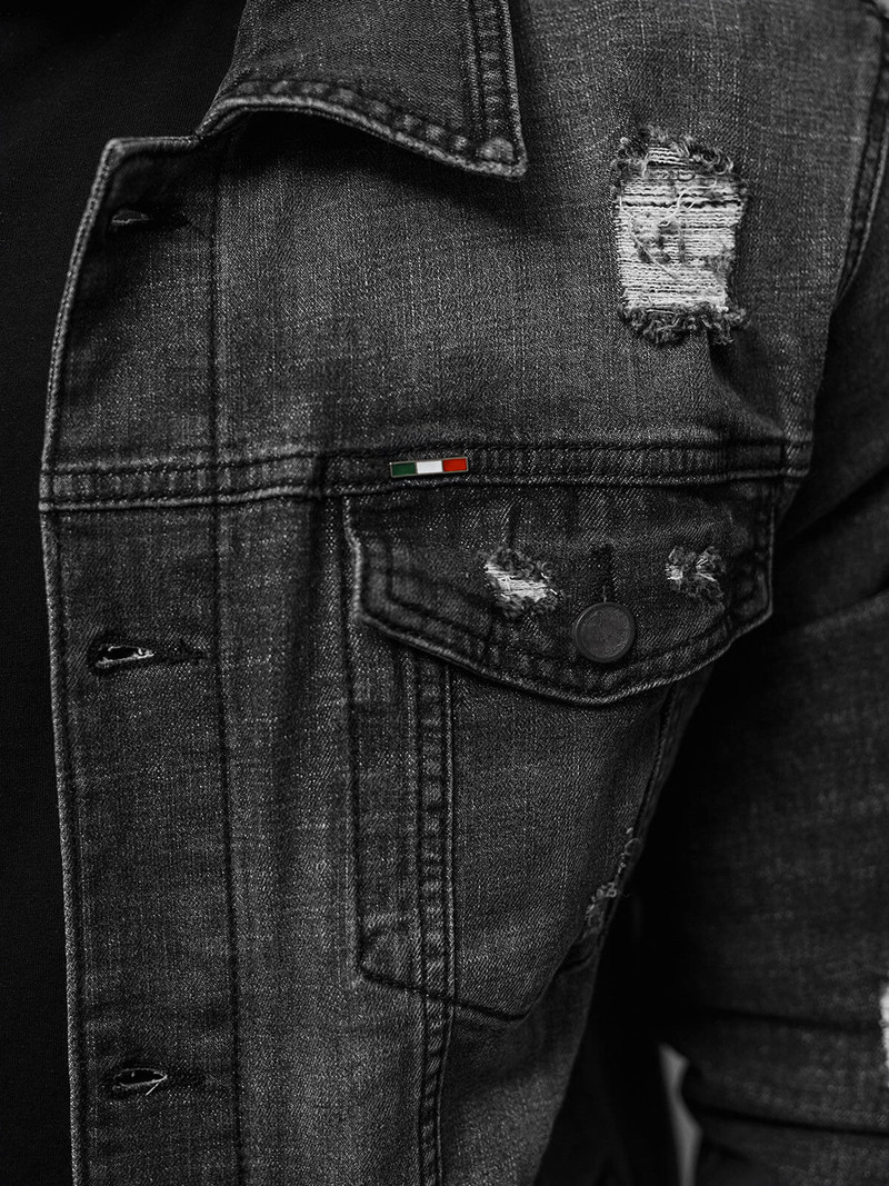 Vīriešu džinsu jaka melna OZONEE NB/MJ515N