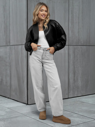 Sieviešu ādas jaka melna OZONEE JS/11Z8281Z