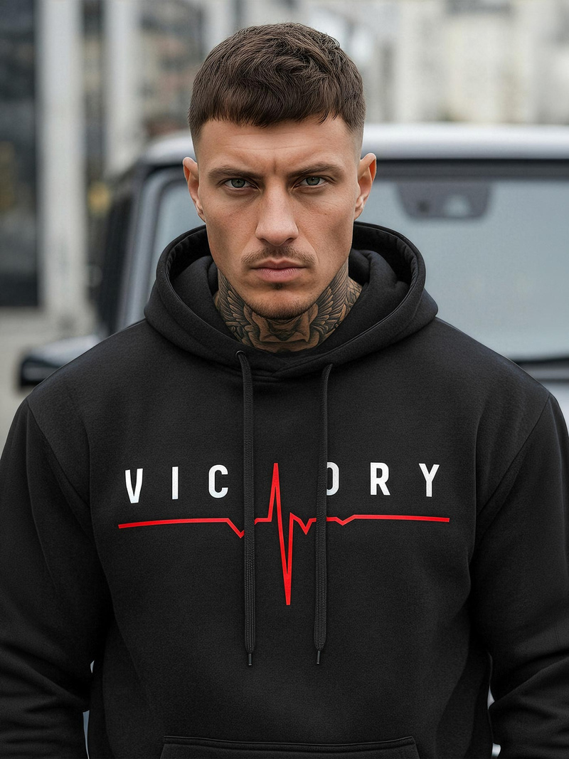 Vīriešu džemperis ar kapuci melna OZONEE JS/8B1757/3