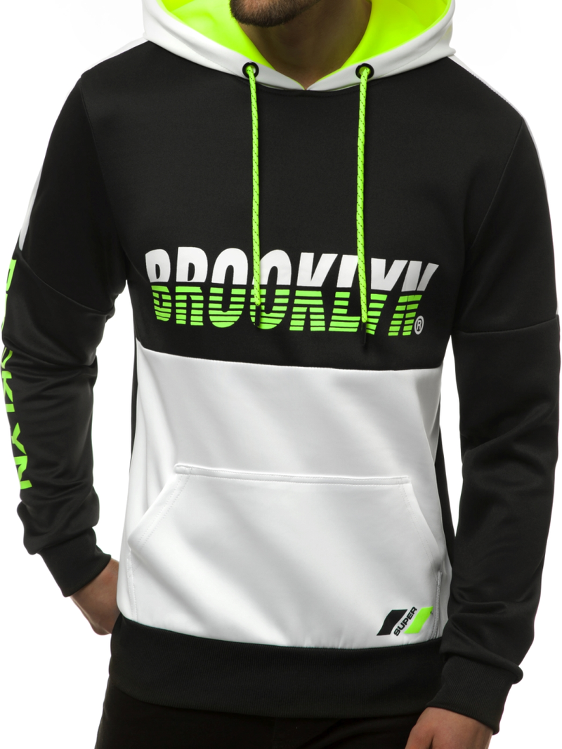 Vīriešu jaka ar kapuci melni-balta OZONEE JS/DD20127