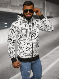 Vīriešu džemperis ar kapuci balta OZONEE JS/8B1175/1