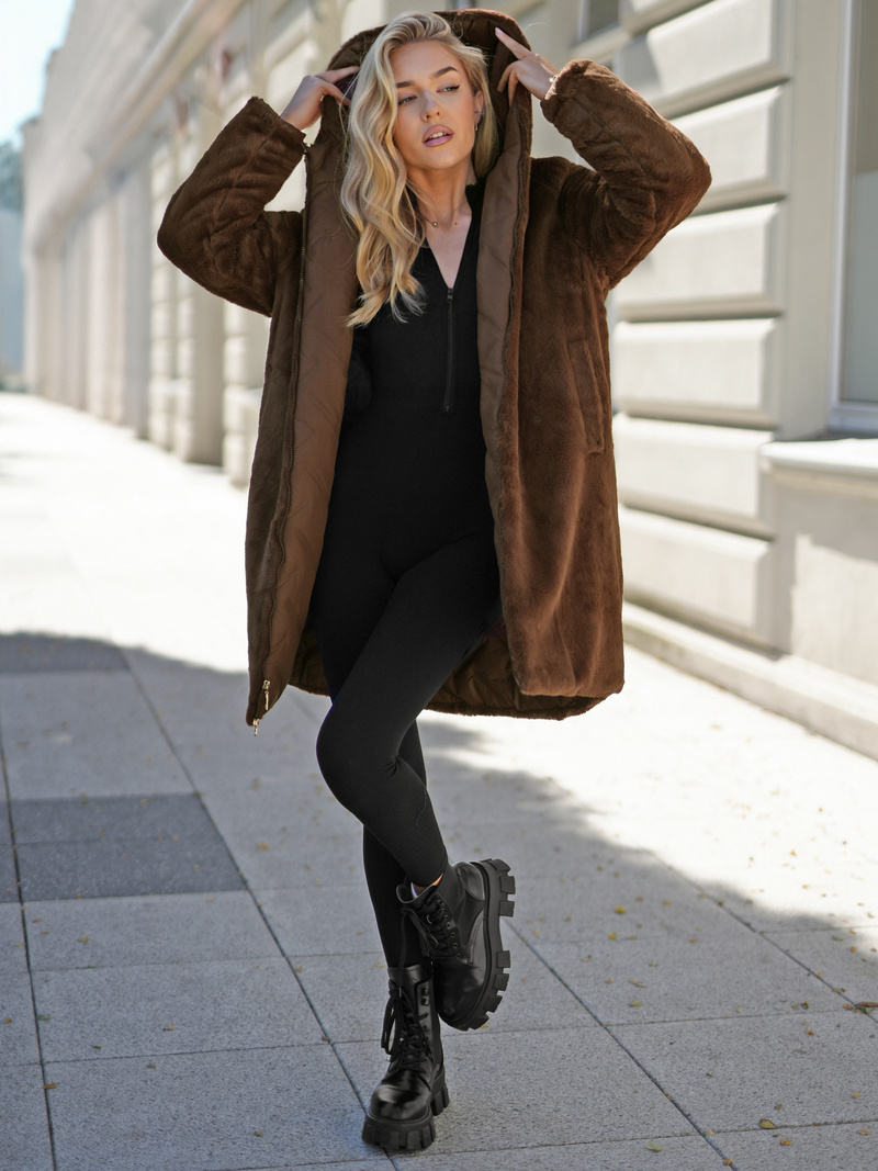 Sieviešu garā ziemas jaka šokolāde OZONEE JS/5M3352/158