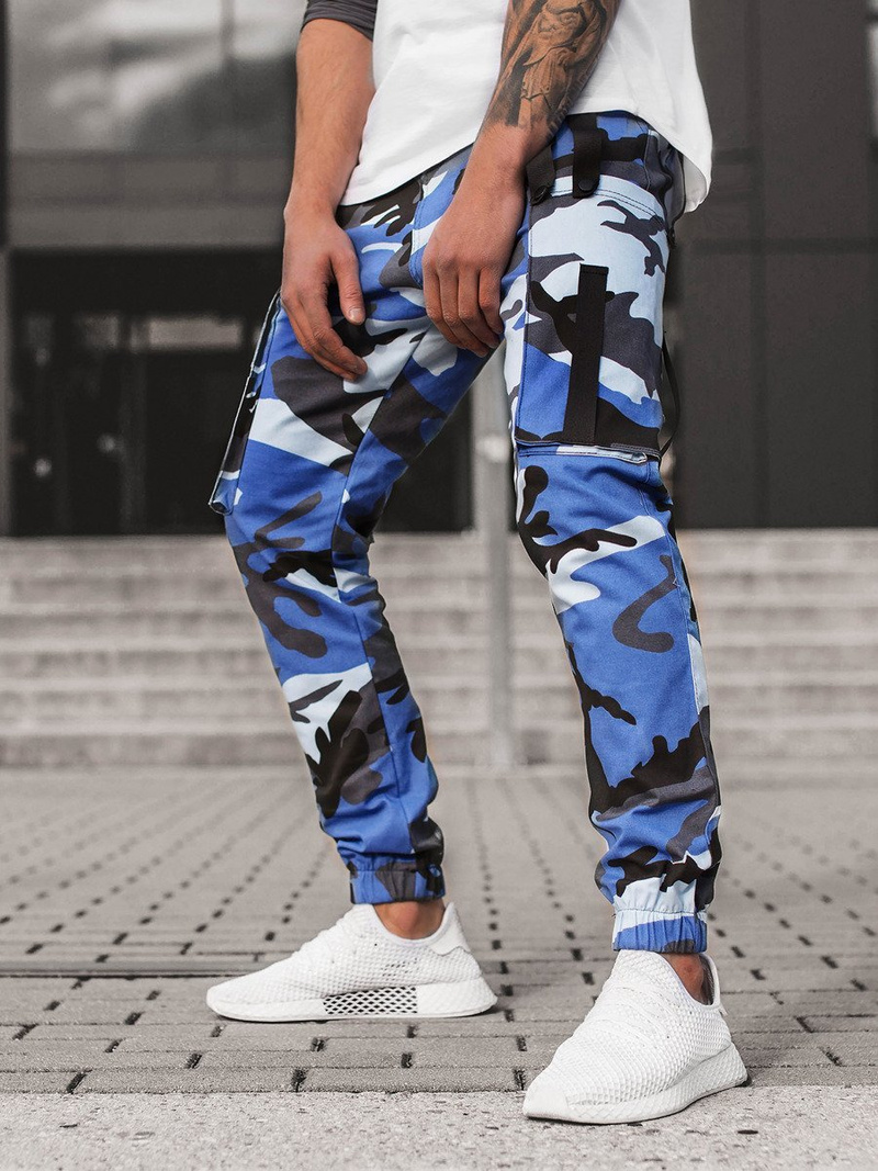 Vīriešu chino jogger bikses debesu zilas-melnas OZONEE O/11102