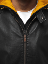 Vīriešu ādas virsjaka melni-dzeltena OZONEE N/6132Z