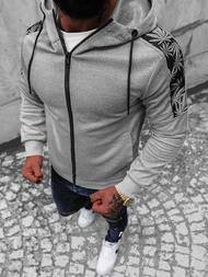 Vīriešu džemperis ar kapuci pelēka OZONEE JS/B8120