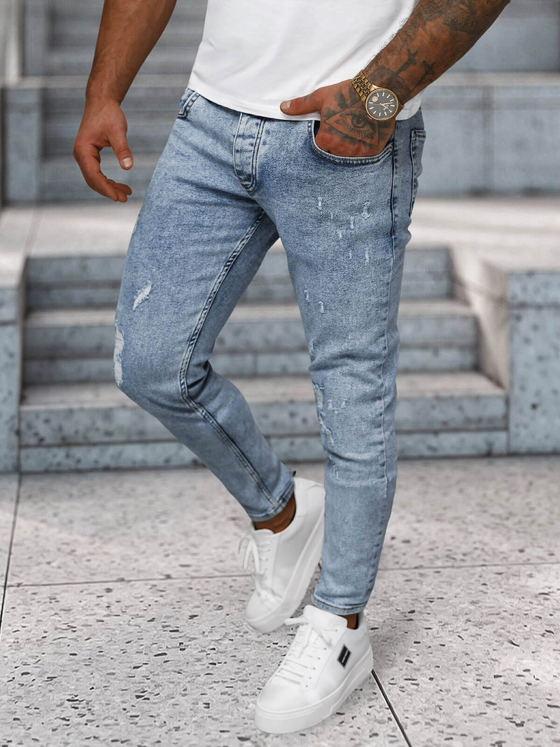 Vīriešu džinsi debesu zili OZONEE O/2339/2