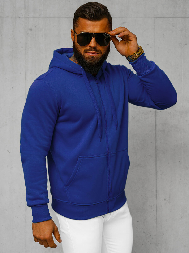 Vīriešu džemperis ar kapuci kobalta OZONEE JS/2008Z