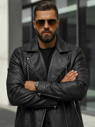 Vīriešu ādas virsjaka melna OZONEE JS/11Z8067Z