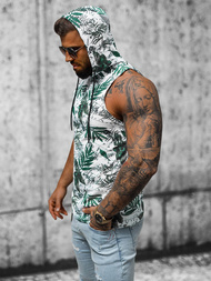 Vīriešu T-krekls bez piedurknēm balts-zaļš OZONEE O/BL307Z