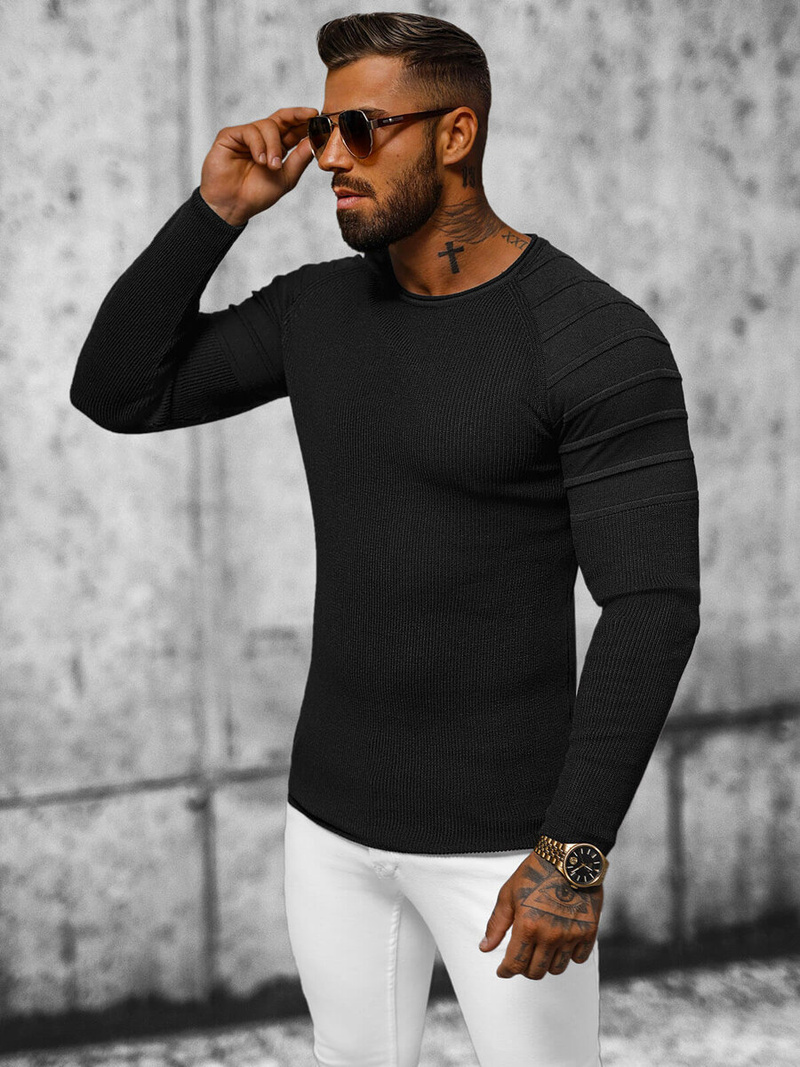 Vīriešu svīteris melni OZONEE L/2500