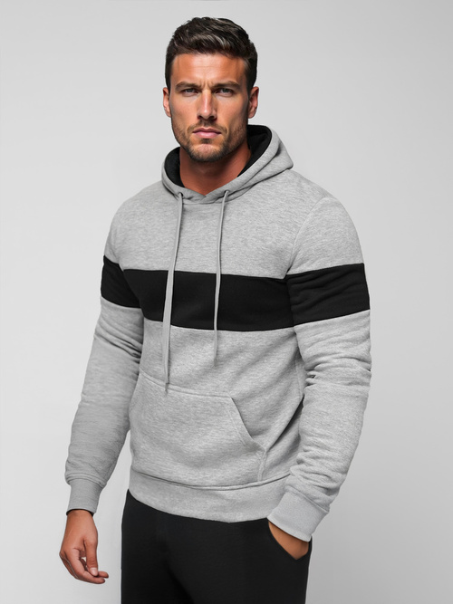 Vīriešu džemperis ar kapuci pelēka OZONEE JS/8B1316/2Z