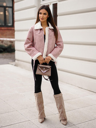 Sieviešu ādas jaka pulveris sārts OZONEE O/81331