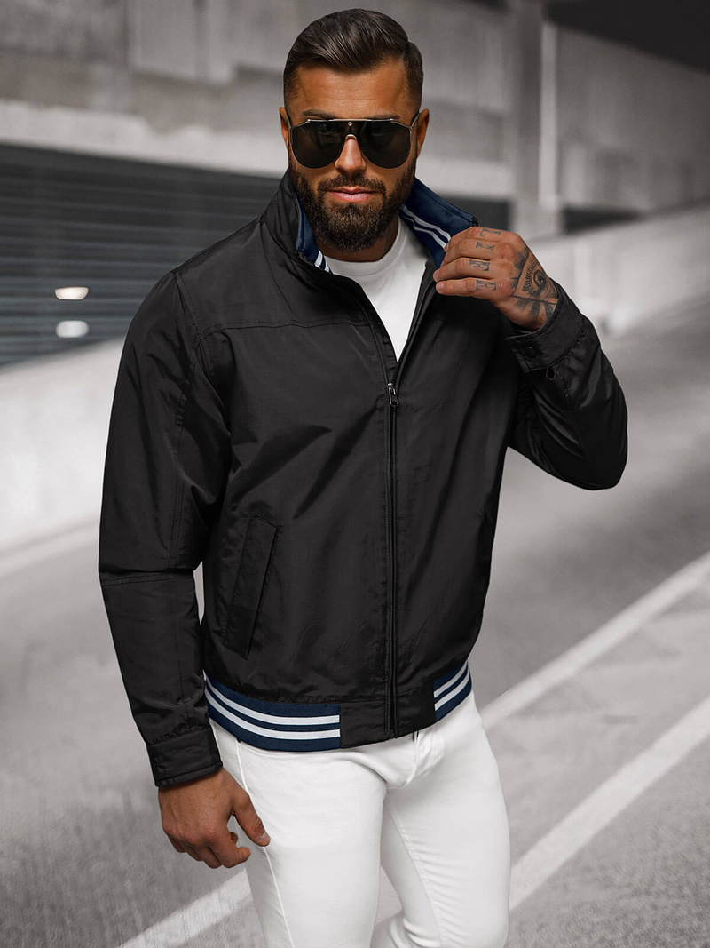 Vīriešu pārejas virsjaka melna OZONEE JS/5M3101/392Z