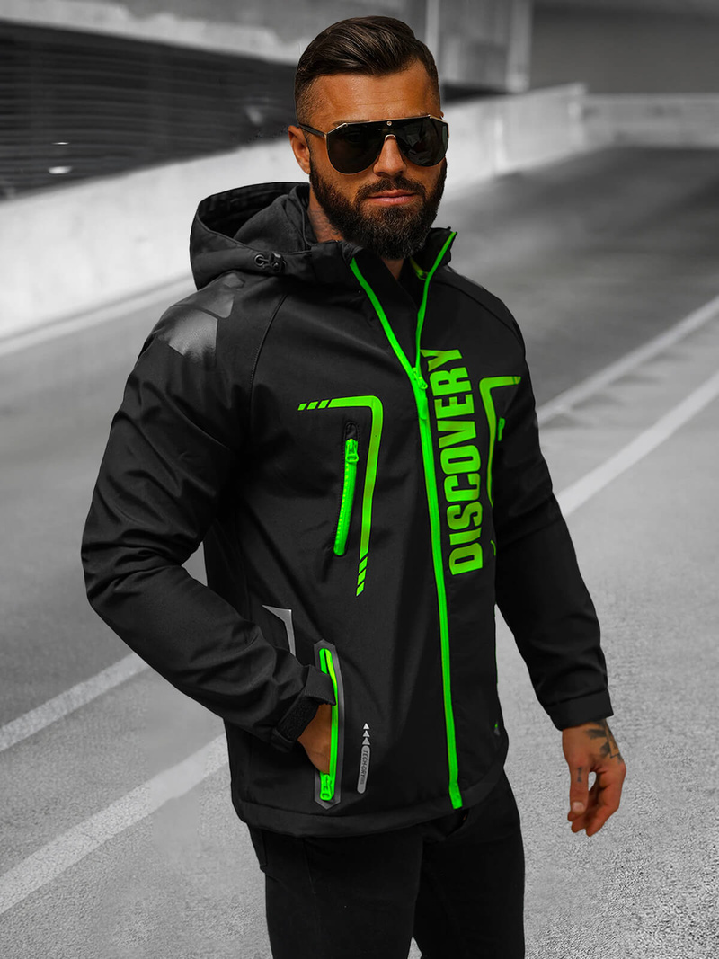 Vīriešu softshell virsjaka melni-zaļa OZONEE JS/HH025/1Z