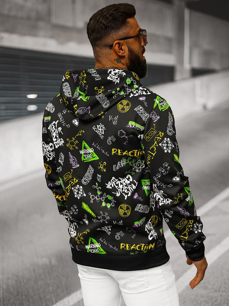 Vīriešu džemperis ar kapuci melna OZONEE JS/8B1186/3