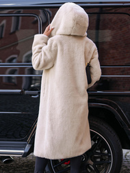 Sieviešu kažokādas ziemas jaka smilšu OZONEE JS/11Z8250