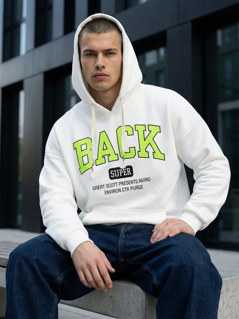 Vīriešu džemperis ar kapuci balta OZONEE O/TT30513Z