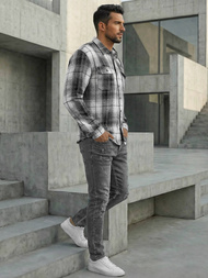 Vīriešu krekls melni-balts OZONEE NB/MC728N/4Z