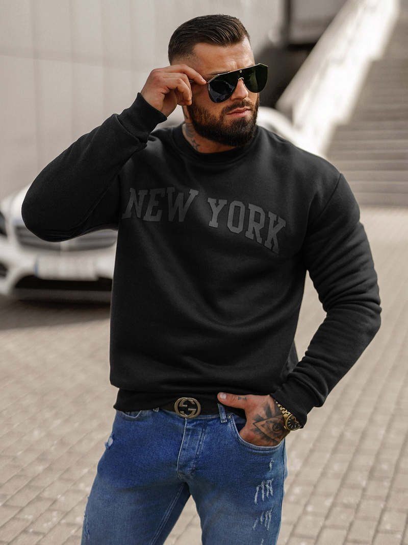 Vīriešu džemperis melns OZONEE JS/8B1362/3