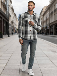 Vīriešu krekls melni-balts OZONEE NB/MC728N/4